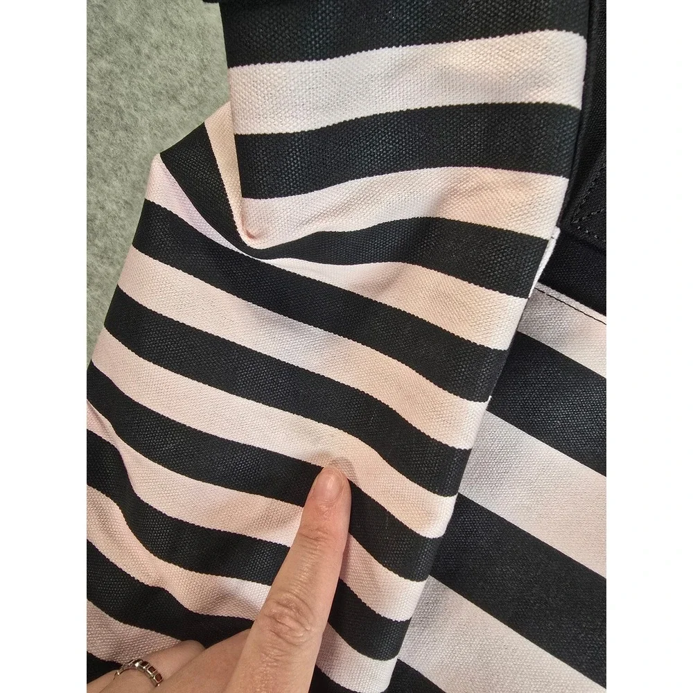 Victoria Secret Tote Bag Womens Pink Black Striped Weekender Large NWOT